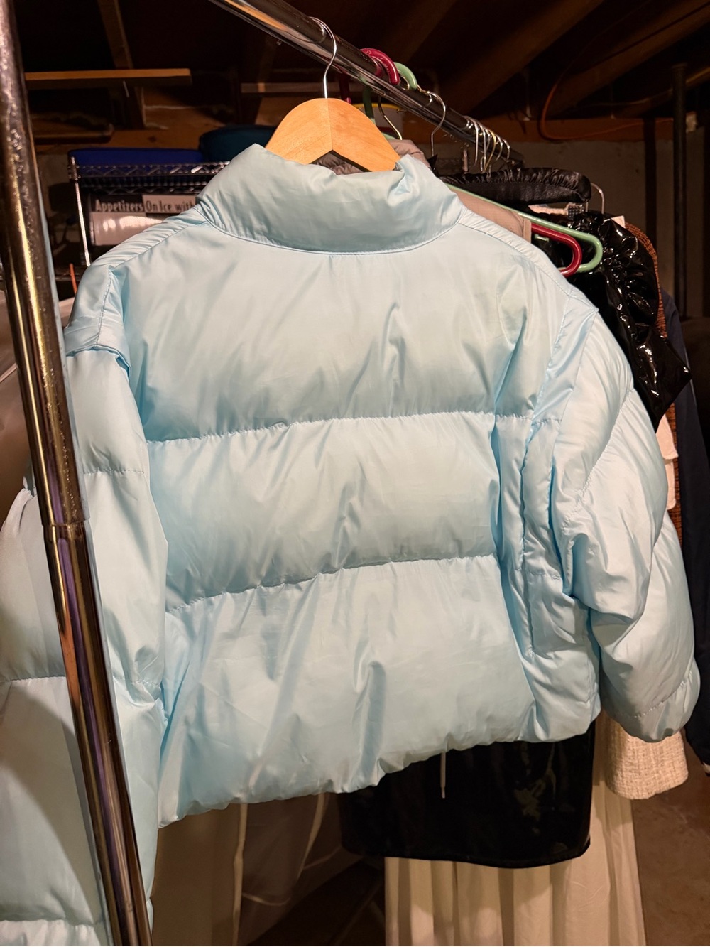 Cropped Light Blue Puffer Jacket - Picture 3 of 7
